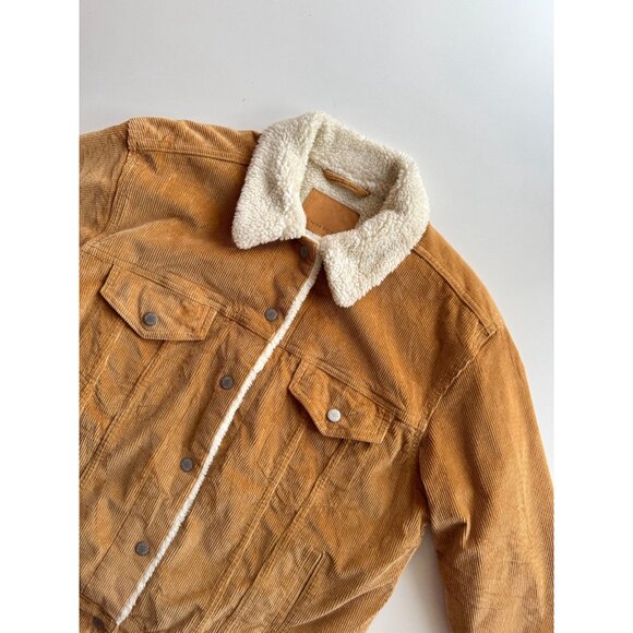 Aritzia DENIM FORUM Ella Brown Cotton Corduroy Shearling Lined Jacket, Size L - Picture 6 of 15